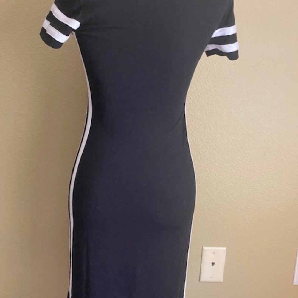 Stunning Hot Black and White detailed tight fitting dress